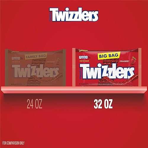 Vista 4 de TWIZZLERS Twists - Bolsa grande de caramelo masticable con sabor a fresa, 32 onzas