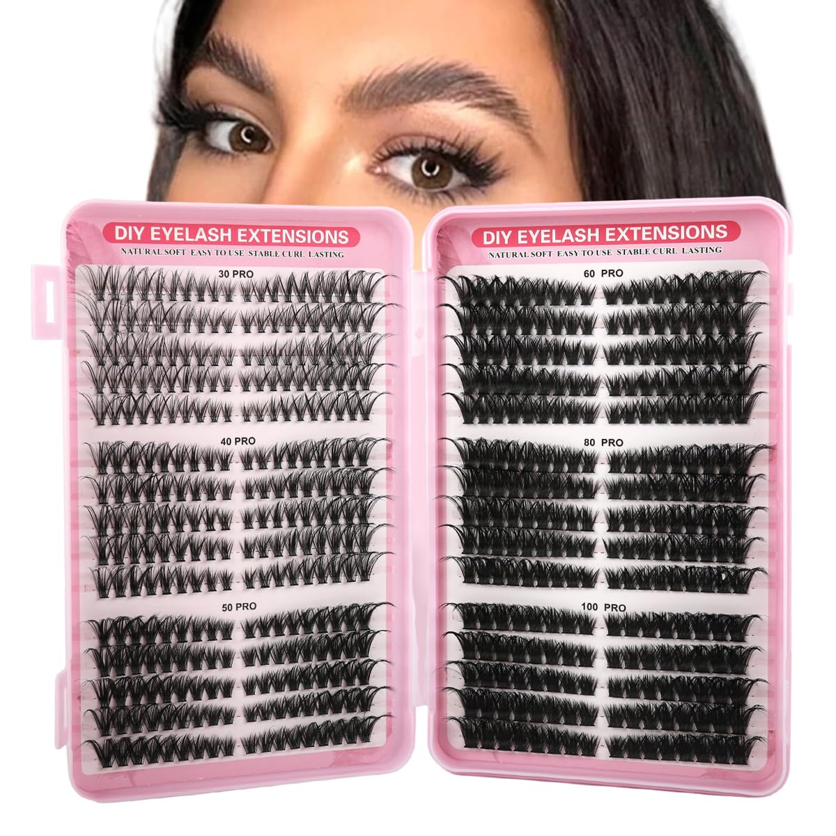 MAYCREATE® 540PCS Lash Clusters Cluster Eyelash Extensions D Curl Natural Wispy Eyelash Clusters Mega Volume Reusable Individual DIY Lashes Super Thin Band and Soft
