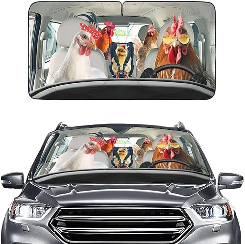 Miniatura 30 de GENANY Divertido parasol para parabrisas para sedán, SUV, camión (55 x 29 pulgadas), parasol de automóvil, bloquea los rayos UV, accesorios