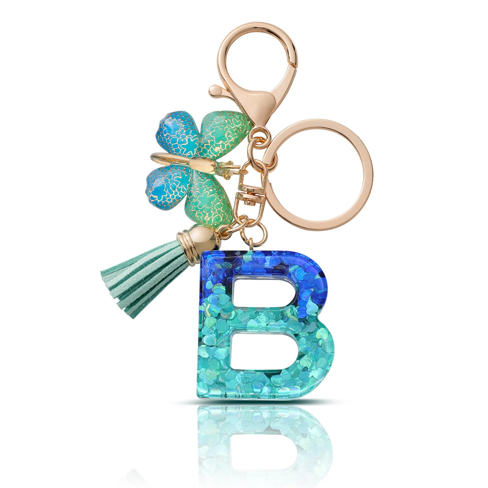 CHUQING Schlüsselanhänger Buchstabe Mädchen Schlüsselanhänger mit Anfangsbuchstaben Schmetterling Keychain Letter Geschenke für Frauen Damen