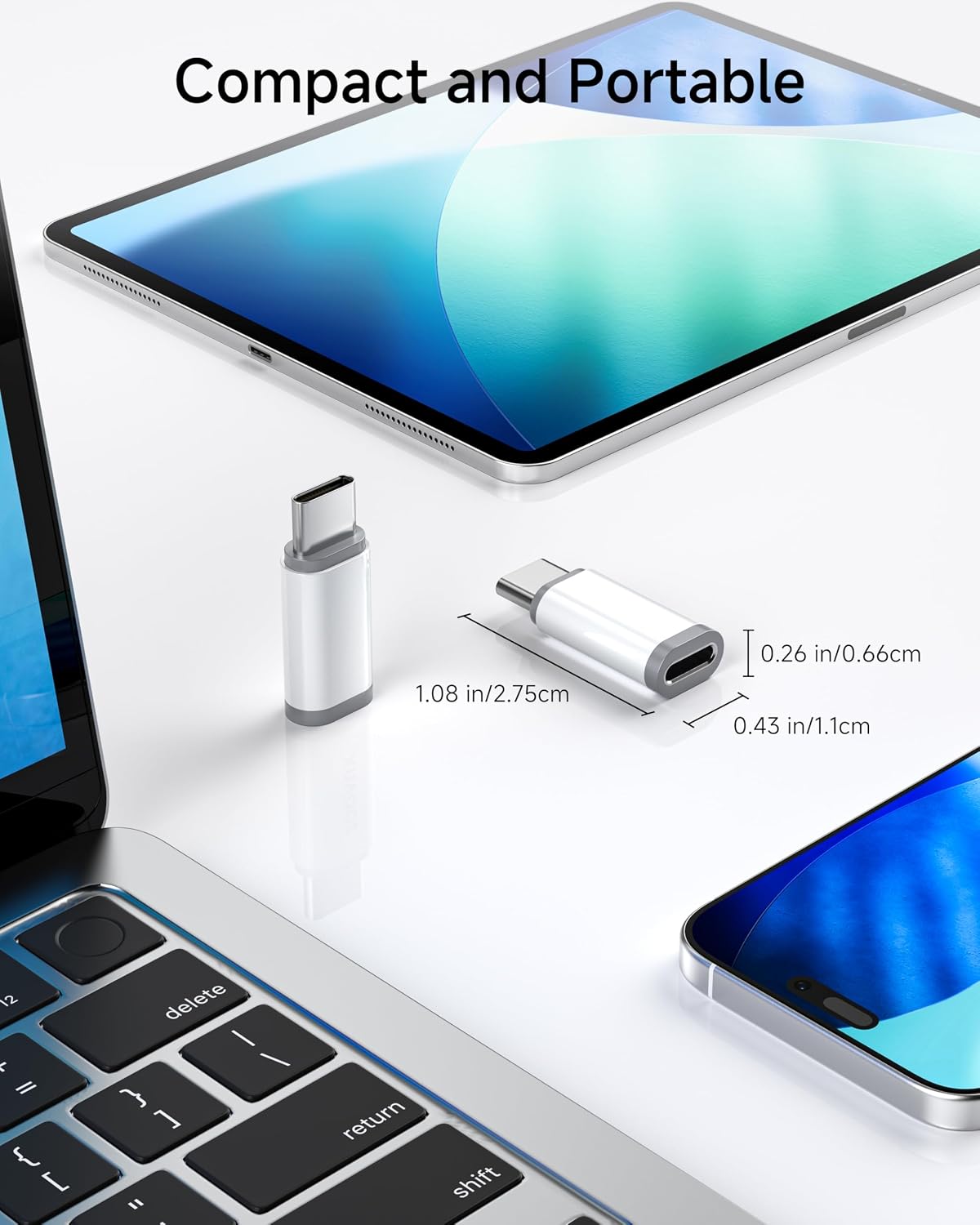 4 Pack Lightning to USB C Adapter for iPhone 17 Air 16 16e 15 Pro Max Plus, iPad, Galaxy - NOT for Headphones/Microphone/OTG/iPencil, USB Type C to Lightning Adapter ONLY for Charging/Data Sync