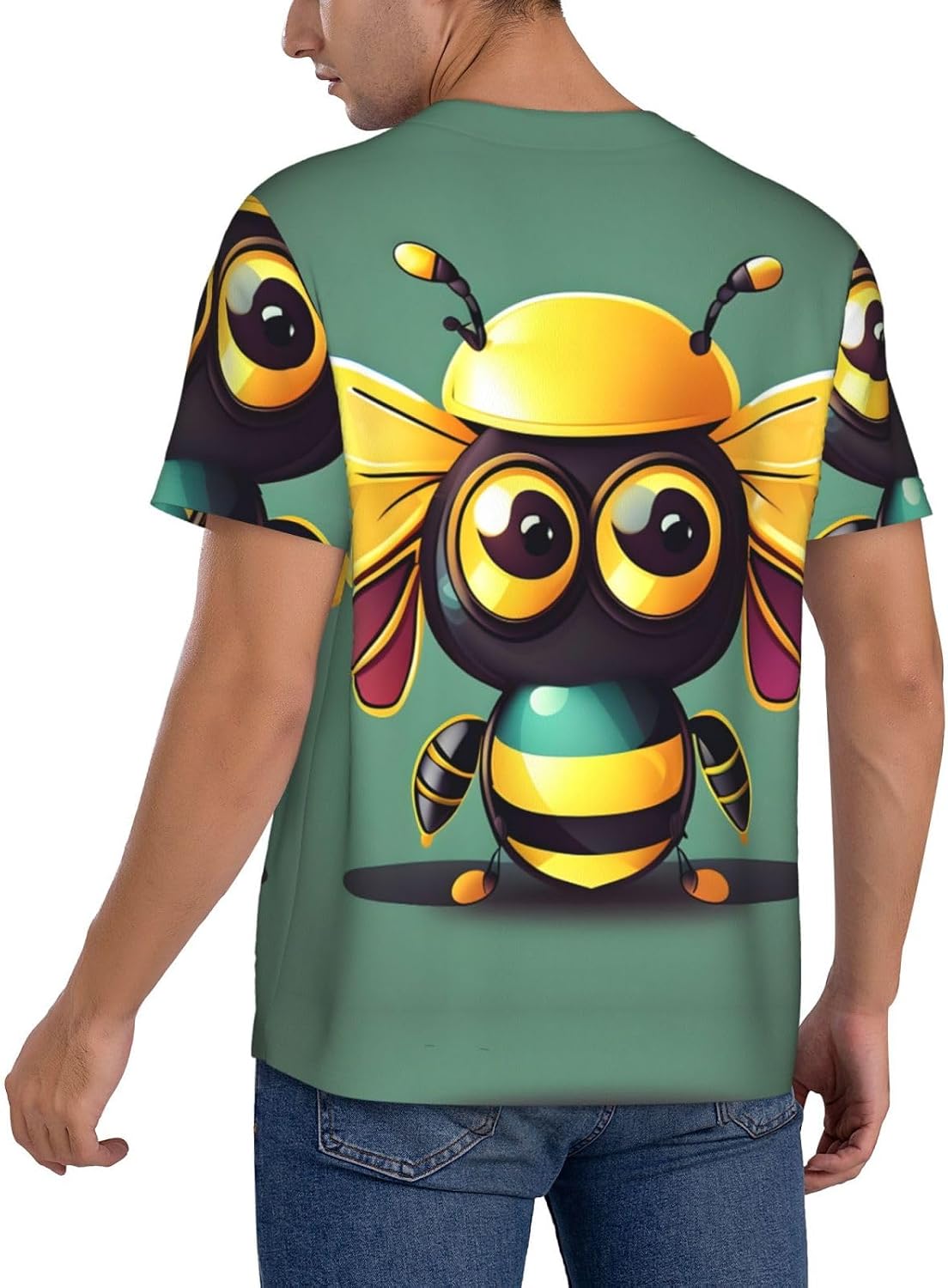 Cartoon Bee Stylish Softball Jersey,Personalized and Breathable Baseball Button Down for Men for All Seasons and Occasions