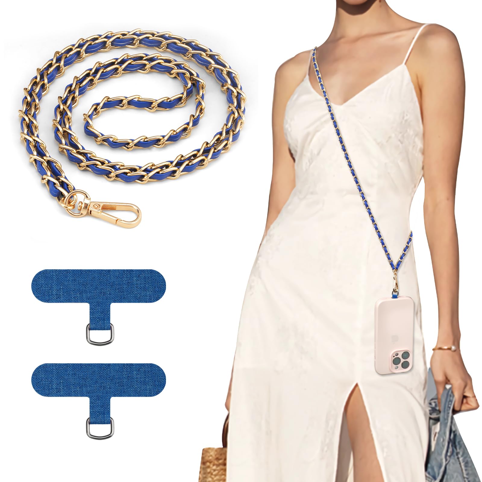 TiMOVO Universal Phone Lanyard, Metal Cell Phone Chain Anti-Theft Crossbody Strap for iPhone 17, 16 Series and Most Smartphones, Cell Phone Neck