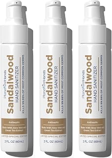 Sandalwood Lotion Hand Sanitizer | Travel Essential | TSA-Approved | Moisturizing Hand Lotion | Made with Aloe Vera & Essential Oils | Rich in Vitamin E | Cleanse & Moisturize | Travel Size | 3-Pack