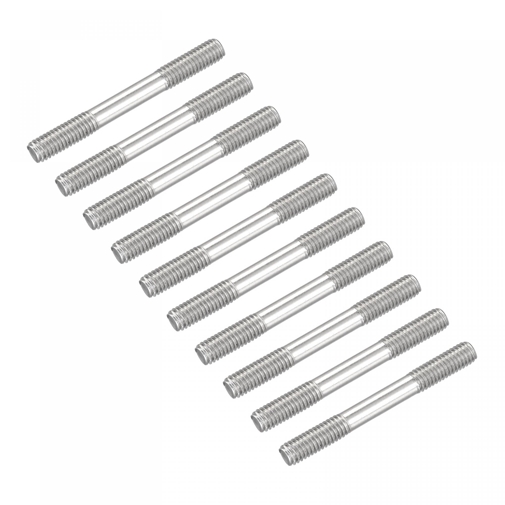 sourcing map Double Ended Stud Screws (M6 Thread 50mm Length) 50pcs, 304 Stainless Steel Dual Threaded Rod Bolts - for House Maintenance