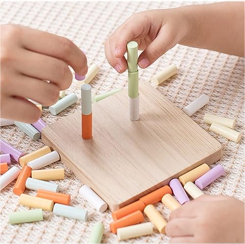 Miniatura 7 de Tablero de clavijas de madera para niños pequeños, juguetes educativos Montessori, clasificador y juguetes apilables para niños y niñas, juguetes de