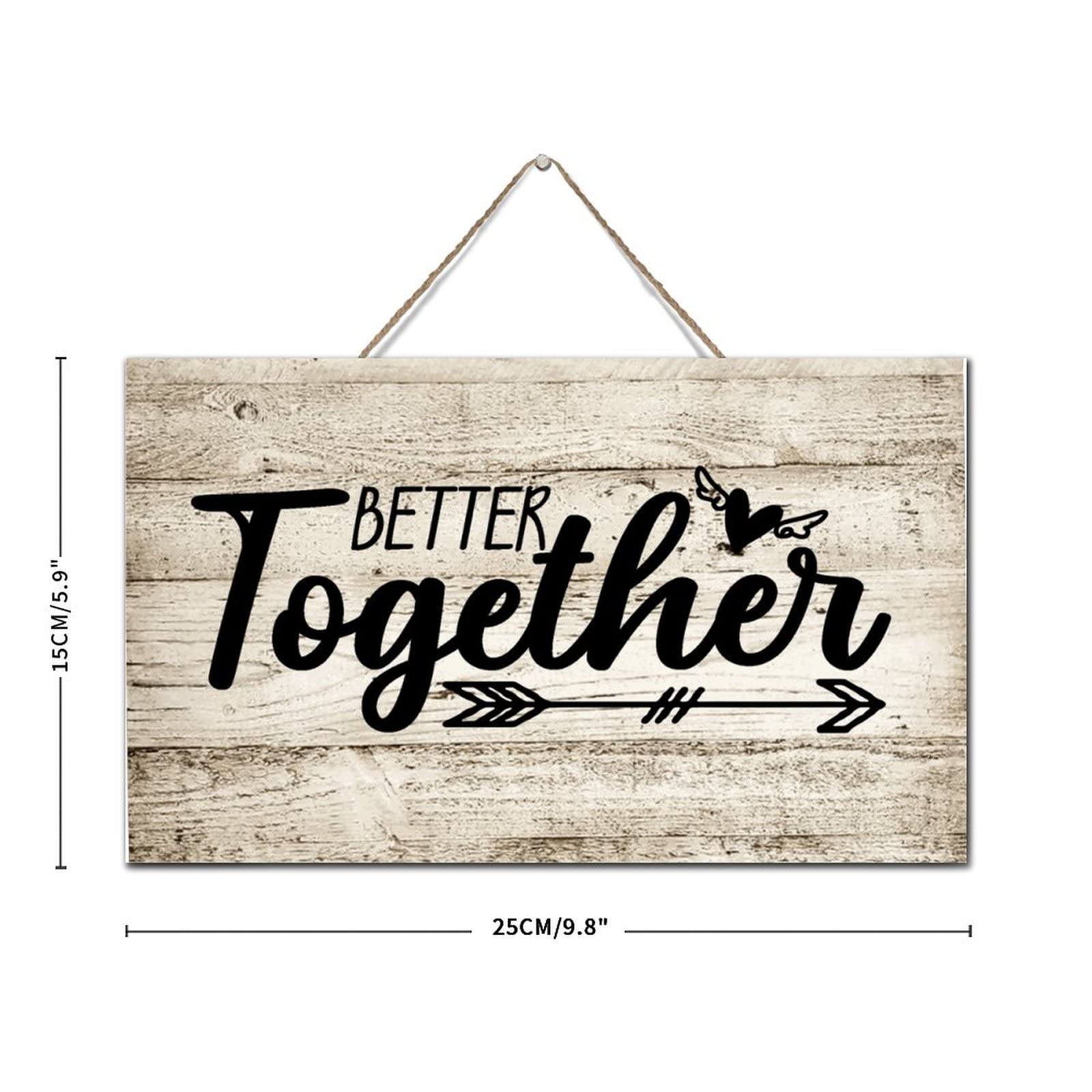 Cartello In Legno Better Together Con Freccia - Decorazione Da Parete Rustica In Compensato Di Betulla Baltic, 61x20,3 Cm, Fatto A Mano In California