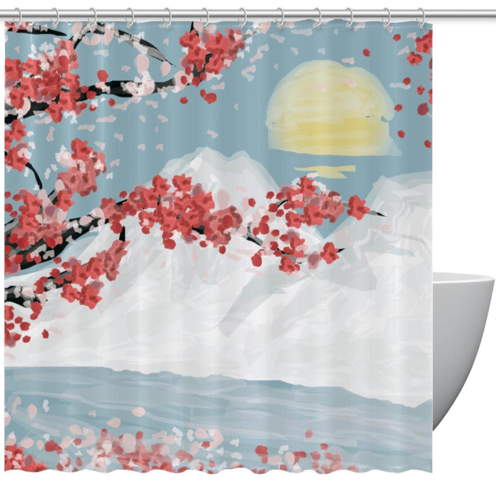 Rideau de douche japonais aquarelle coloré imperméable 183x183 cm