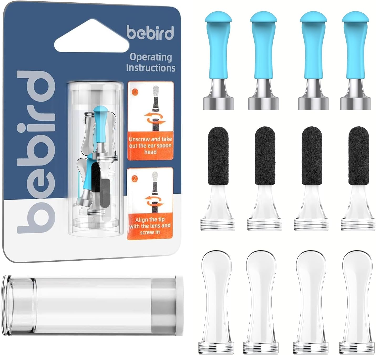 BEBIRD Official Replacement Tip for R1-12 PCS Ear Scoops for Wet/Dry Wax Clea...