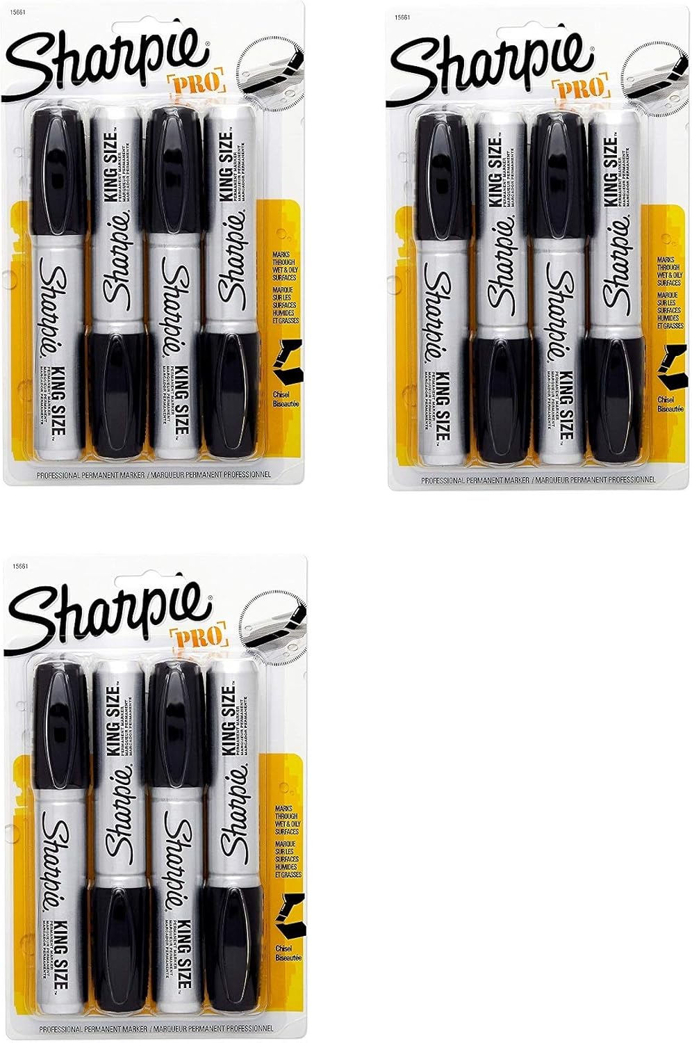 Sharpie 15661PP King Size Permanent Marker, Chisel Tip, Black, 12 Markers