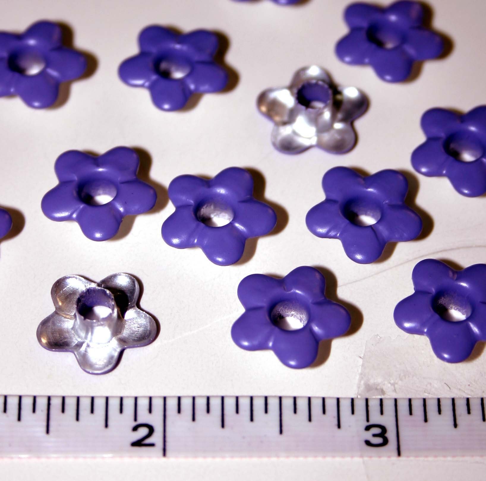 Designs by Jude Bulk Rate 3/16" Matte Purple Top Painted Aluminum Flower Eyelets - 500 Pack
