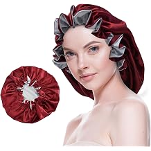 Silk Bonnet for Sleeping Satin Bonnets Double Layer Reversible Hair Cap Bonnet for Women Long Curly Braid Hair Crimson