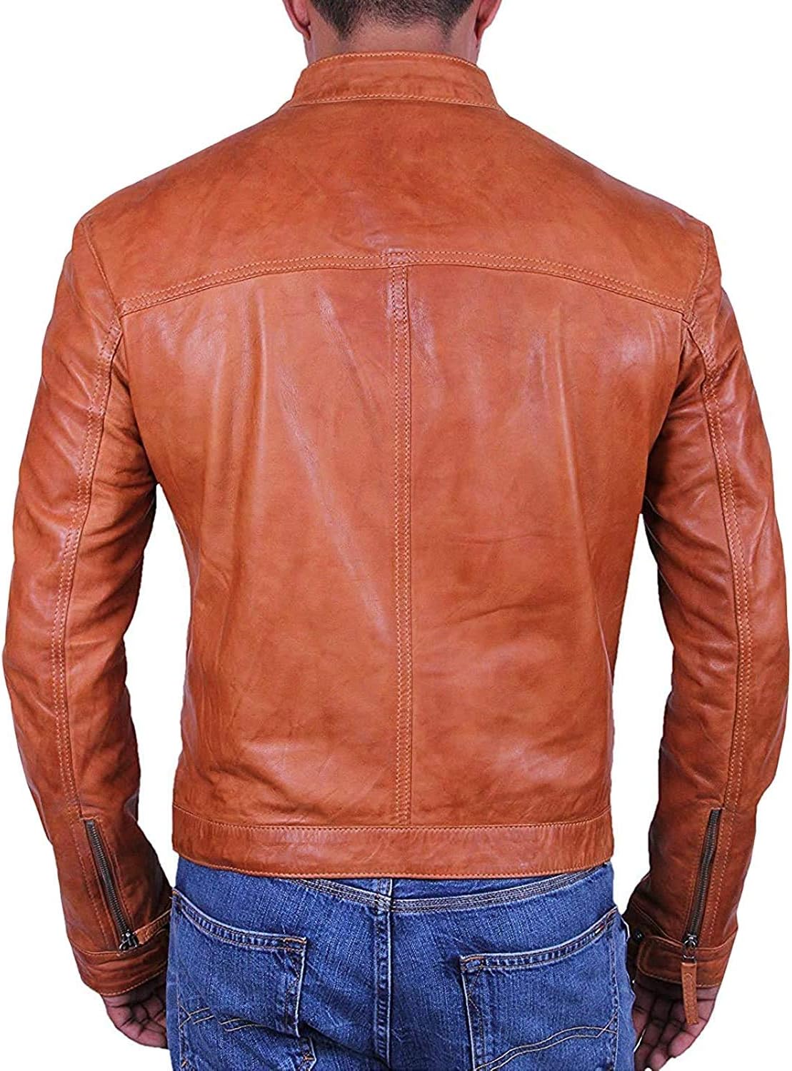 BRANDSLOCK Mens Genuine Biker Leather Jacket Bomber Coat Designer
