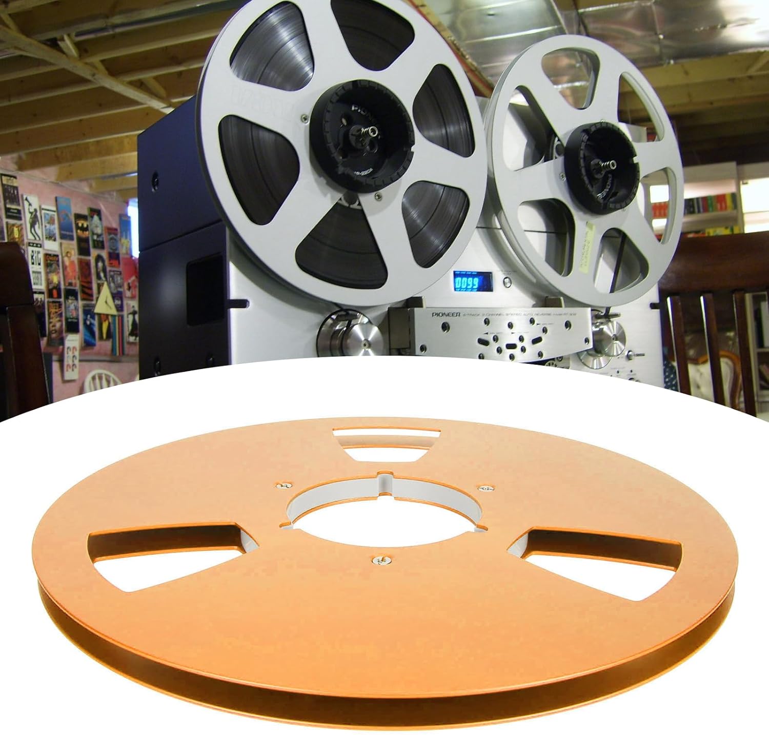 BORDSTRACT 10 Inch 1/4 Inch Tape Reel Open Reel,3 Wind Resistance Holes Empty Tape Reel for Recording Aluminum Alloy Take Up Reel for Professional Sound Durability(gold)