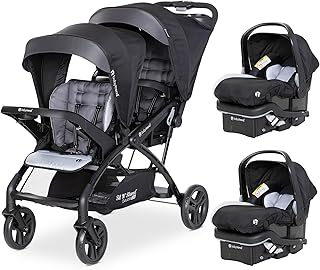 Baby Trend Double Stroller with 2 EZ-Lift Plus Infant Car Seats, Sit N' Stand, Stormy - Portable and Lightweight Stroller Duo and Car Seat Travel System Tandem