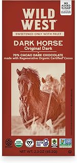 Wild West Chocolate, Dark Horse, 70% Cacao Pure Dark Chocolate, 1 Count, 2.3oz each