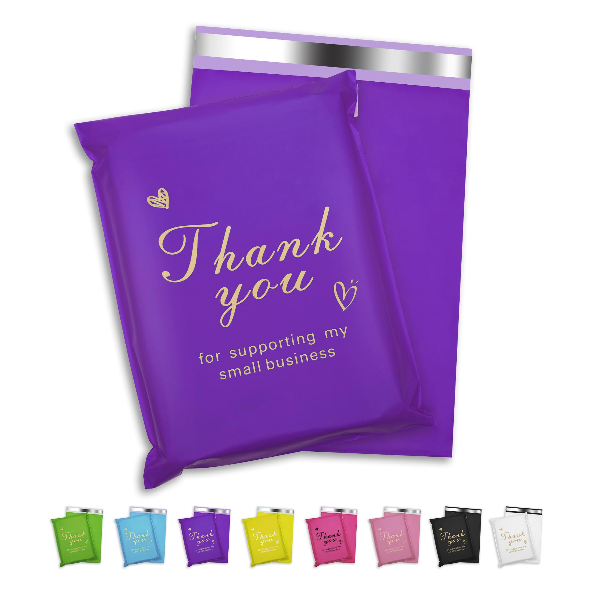 Jowlroel Thank You Poly Mailer 14.5x19 Inch 50 Pcs, Waterproof and Tear-Resistant Shipping Bags for Clothing, Strong Mailing Bags with Self-Seal, Cute