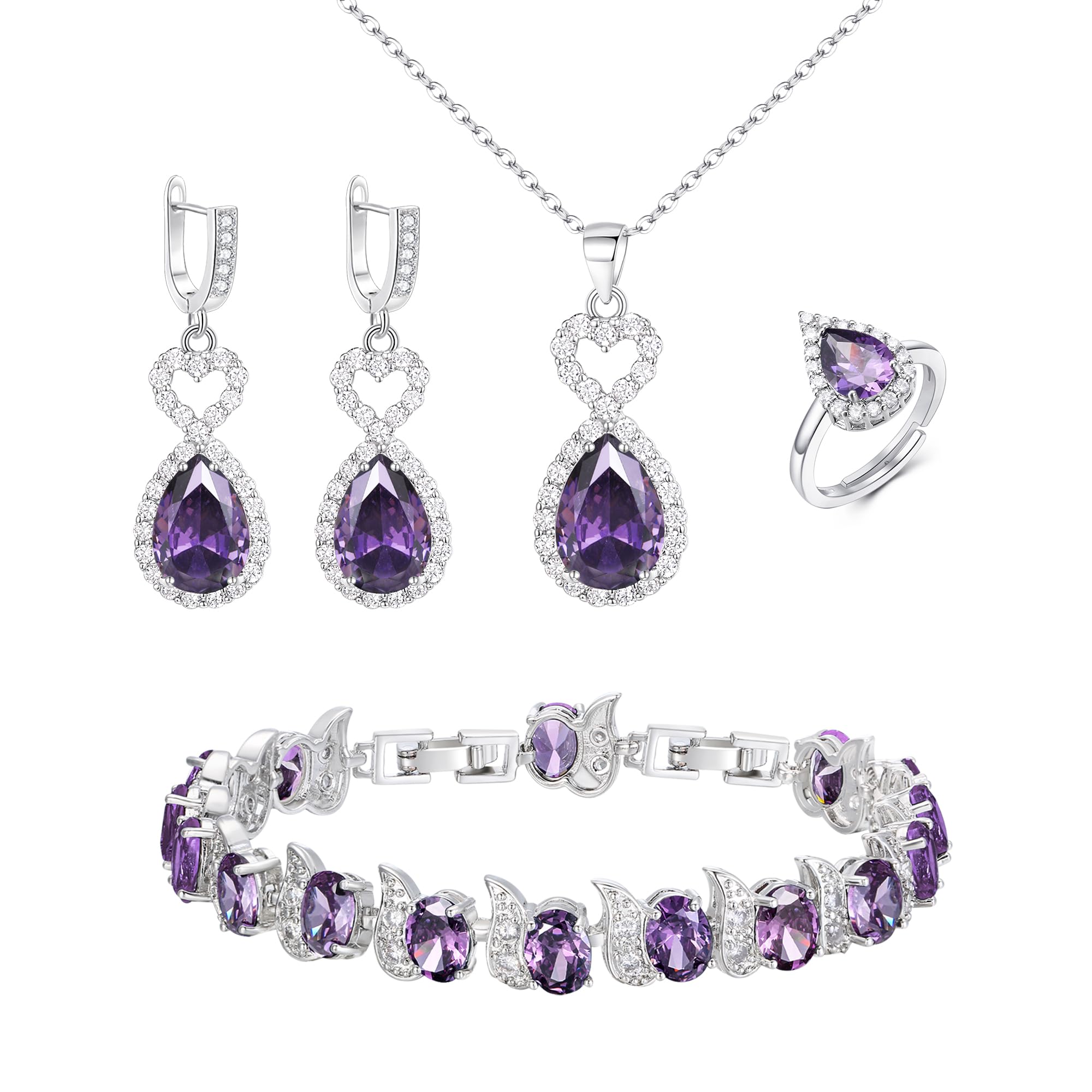 Juego de joyas de lágrima con pulsera y anillo de alta finura 6
