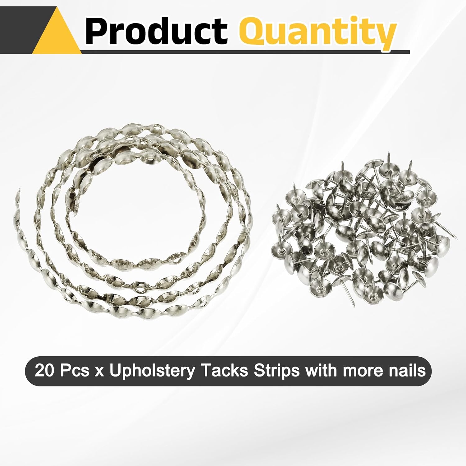 uxcell Upholstery Nailhead Trim, 20 Meters Glossy Upholstery Tacks Strips, Decorative Nail Trims with Nails for Sofa Headboard, Chair DIY Furniture Accessory (11mm Silver)