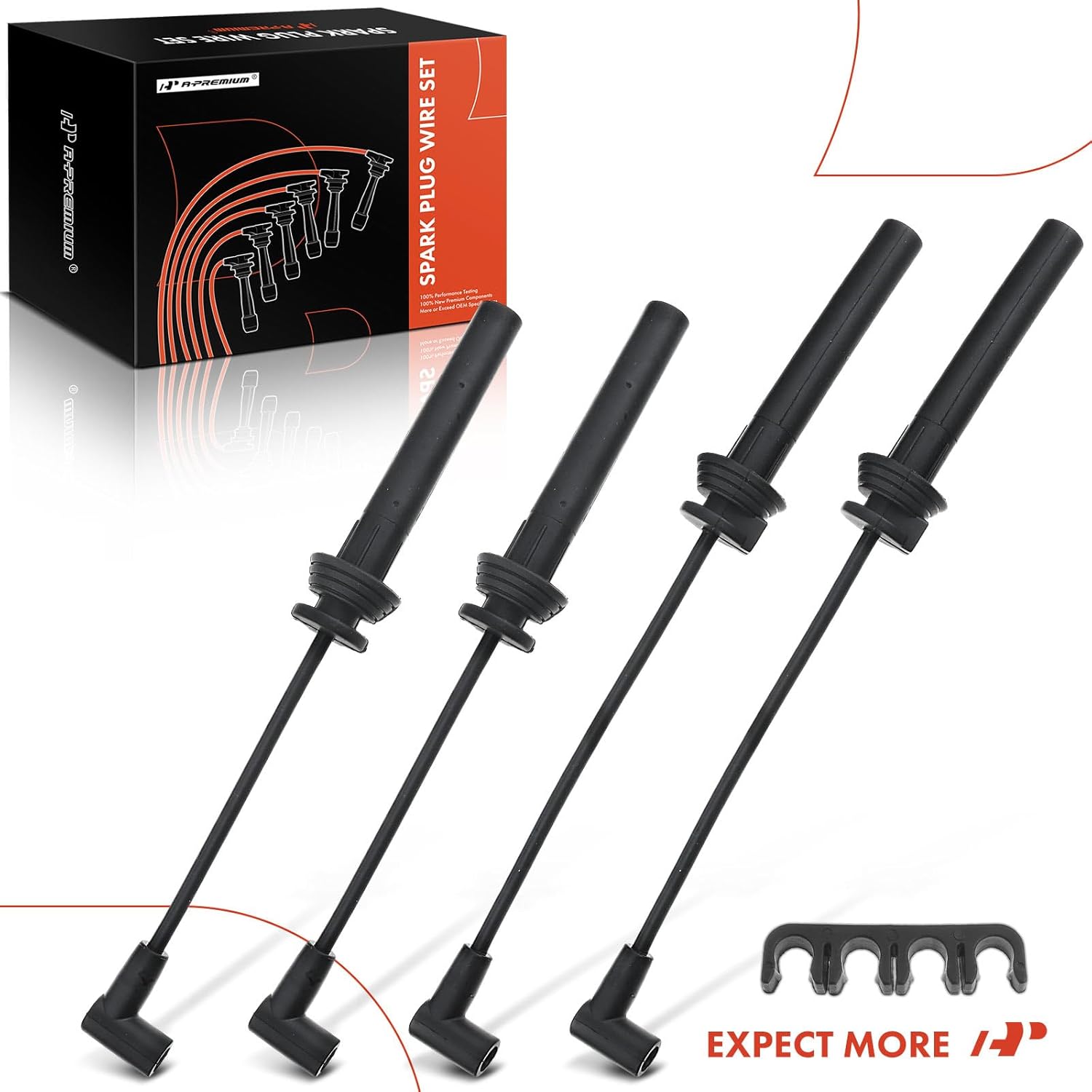 A-Premium Ignition Spark Plug Wires Set of 4 Compatible with Chrysler Cirrus 2000-2000 & Dodge Neon 1996-2005, Stratus SX 2.0 & Plymouth Breeze Neon L4 2.0L SOHC