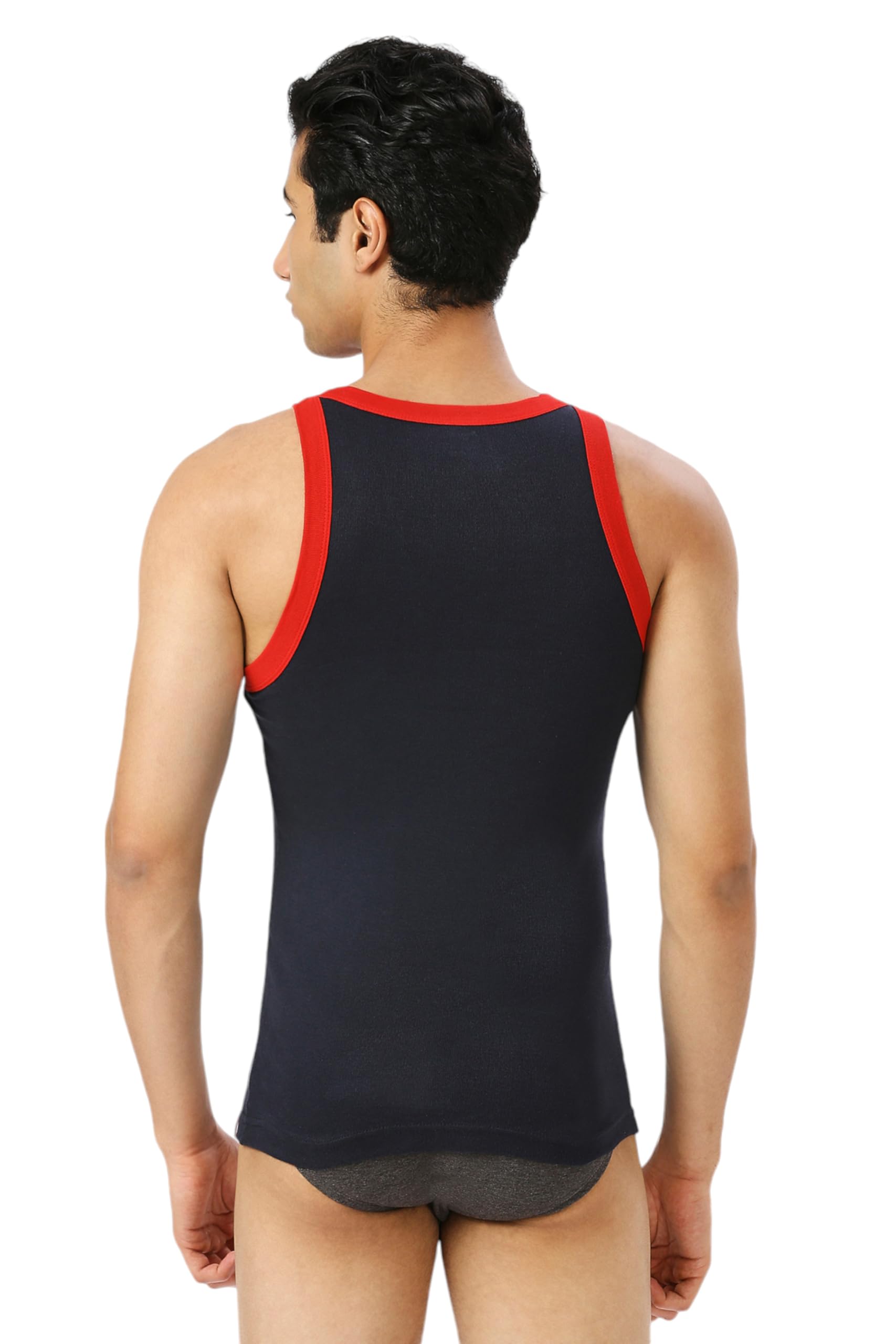 Frenchie® Flex Men's Combed Cotton Rib Gym Vest | Sporty Vest for Men | Stretchable, Breathable Inner Vest | Combo Pack of 2 - Navy (XL) 3