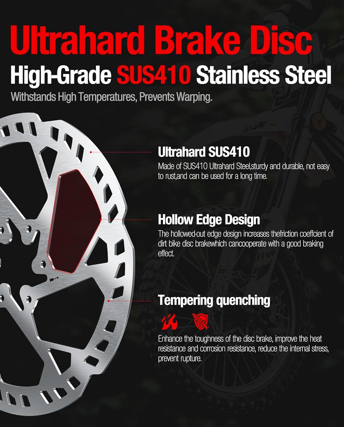 Heavy-Duty 203 mm Thickened Stainless Steel Front&Rear Brake Disc Rotor for for Sur-Ron Light Bee LBX, Segway X160/X260 - Enhanced Cooling & Durability