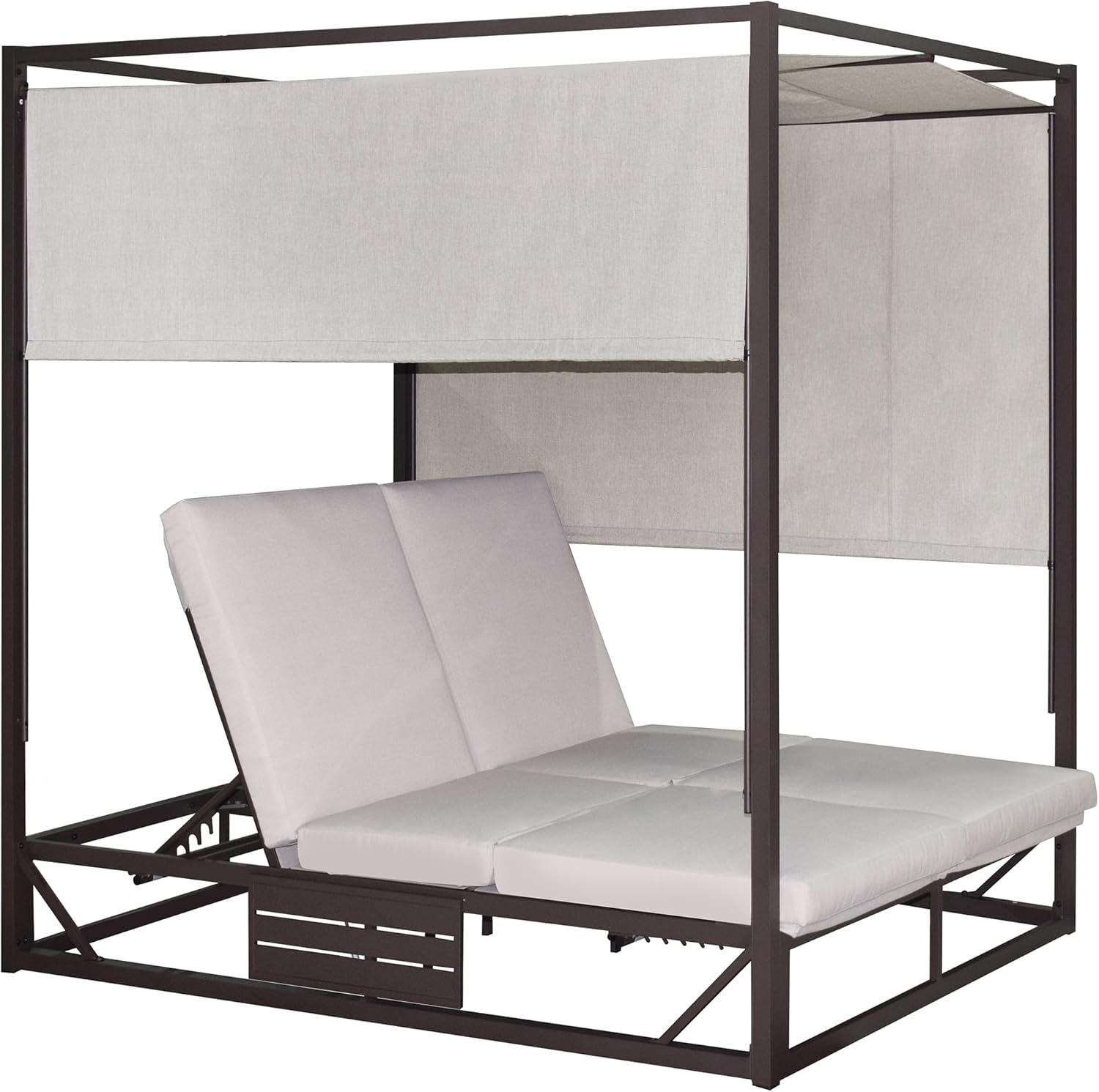 Outdoor Beige Rectangular Patio Daybed with Soft Cushion- All-Weather Outdoor Day beds for Patio - Patio Furniture Sets for Garden Poolside Lawn Backyard - Durable Outdoor Sunbed