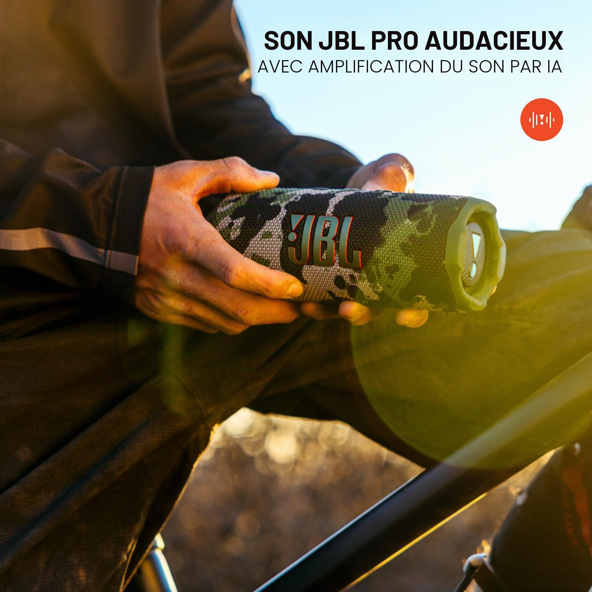 JBL Flip 7, Enceinte Bluetooth Portable sans Fil, 16 Heures d’autonomie, étanche IP68, résistante à la poussière et aux Chocs, Son JBL Pro avec IA Boost, Connexion Multi-Enceintes Auracast, Bleu