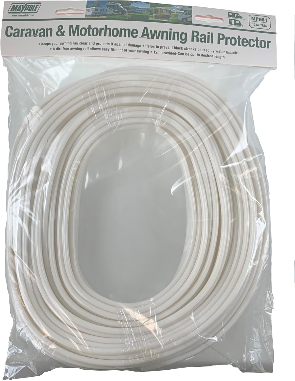Maypole 12M Caravan Awning Rail Protector, Off-White
