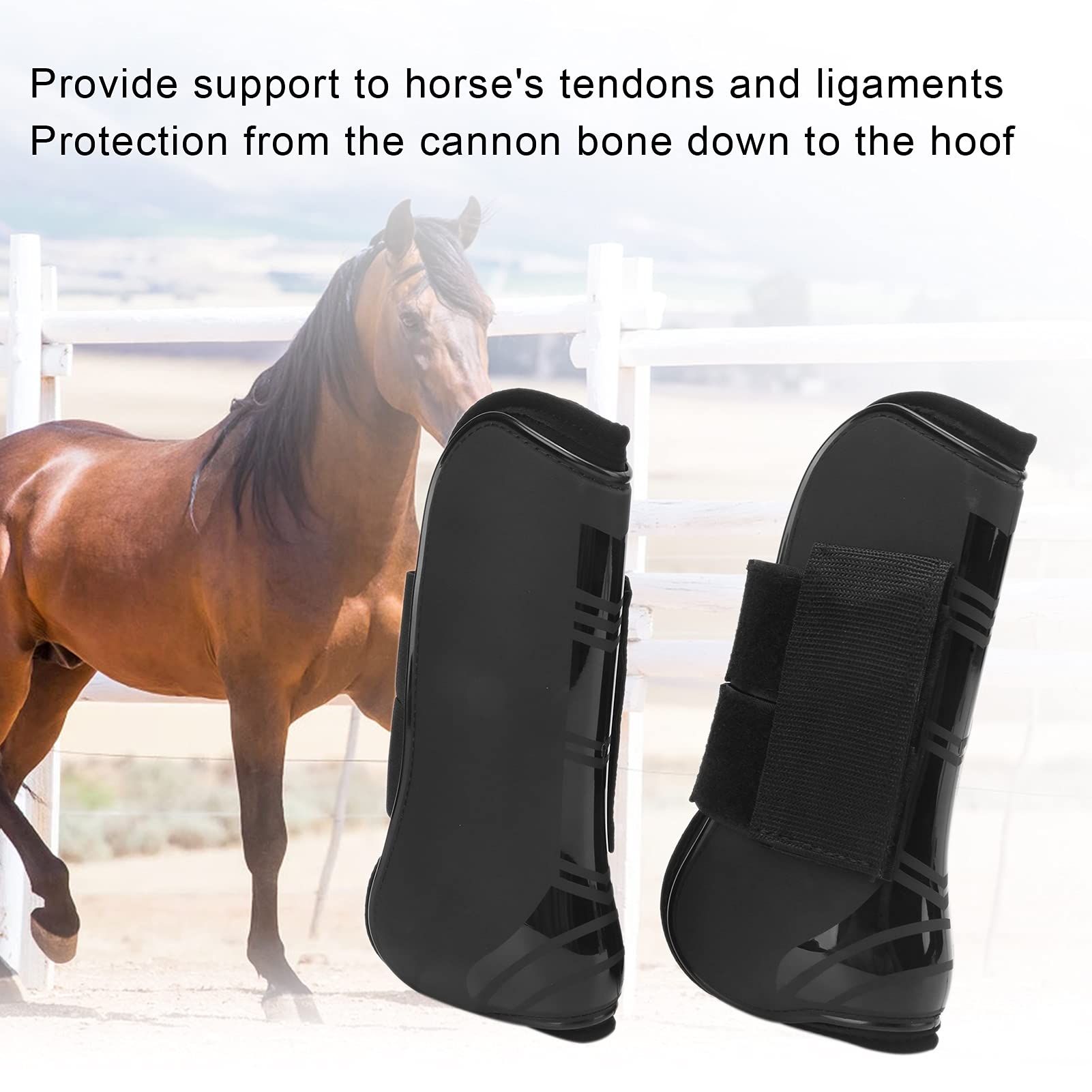 Gaeirt Adjustable Horse Leg Boots sport boots horse Adjustable Horse Tendon Boots for Racecourse(black - Image 4