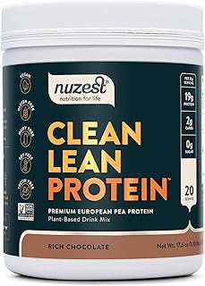 Nuzest Clean Lean Protein - Premium Vegan Protein Powder, Plant Protein Powder, European Golden Pea Protein, Dairy Free, Gluten Free, GMO Free, Naturally Sweetened, Rich Chocolate, 20 Servings, 1.1 lb