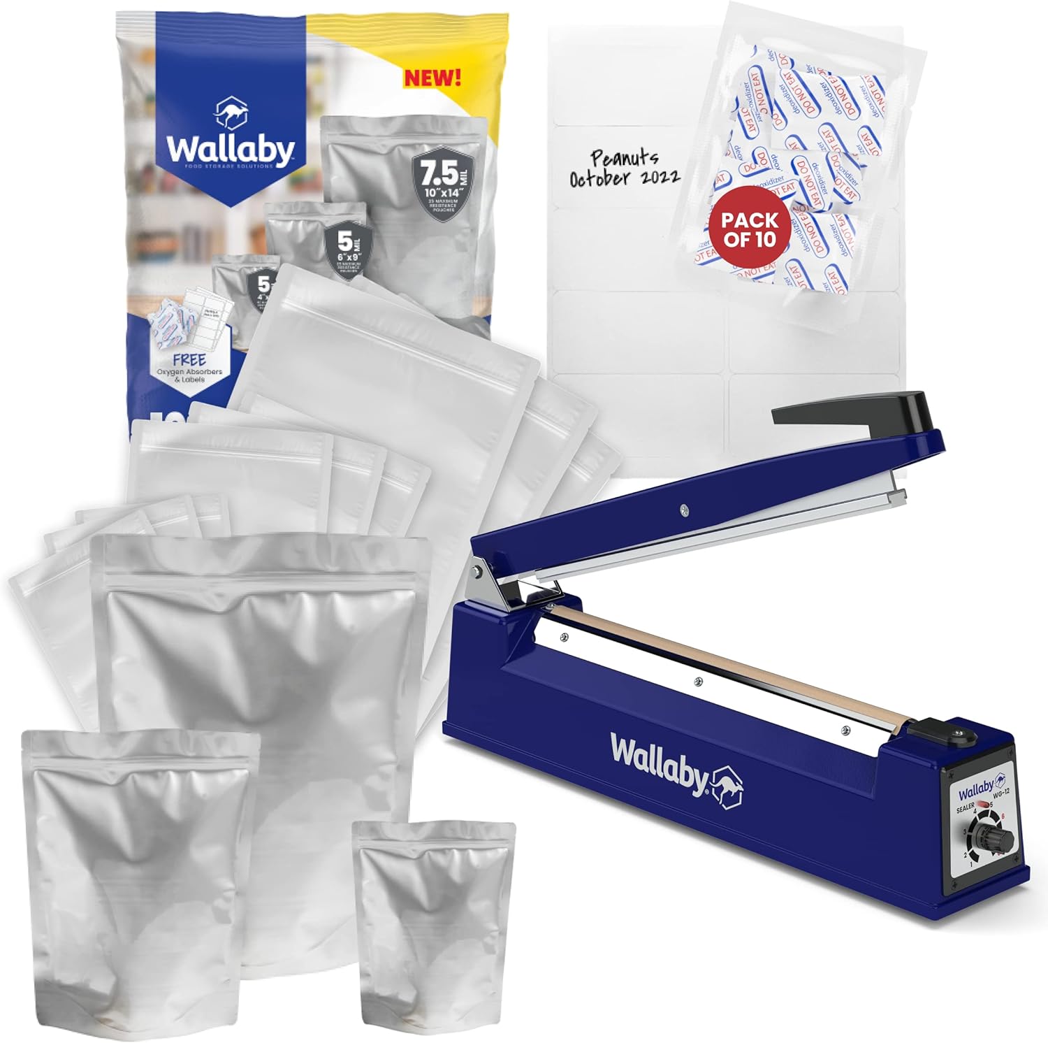 Wallaby 100 Count Gusset Mylar Bag Bundle MultiSize 7