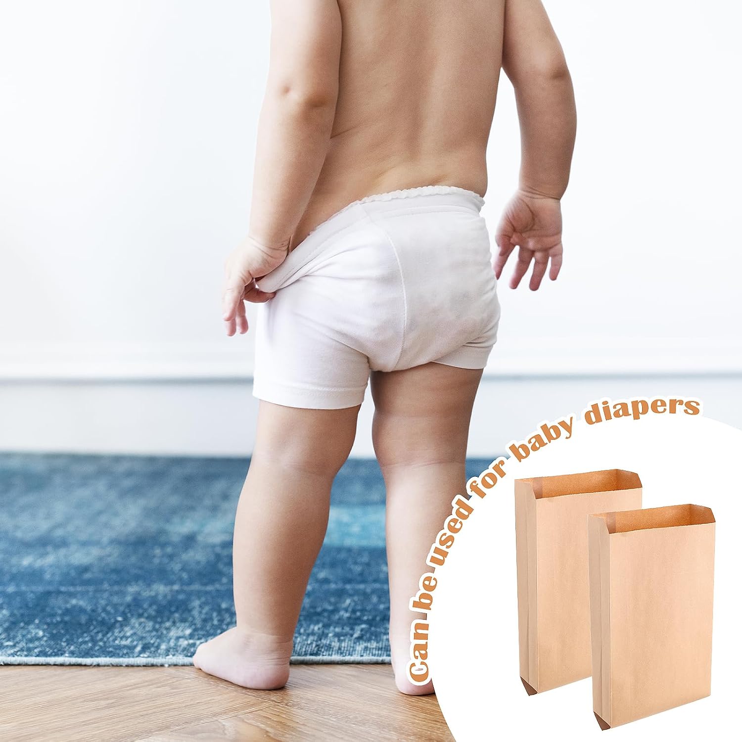 100 PCS Wax Paper Bags, Lawn Bag Brown Paper, Tampon Bags Disposal for Bathroom, 7.1 x 2.4 x 13.8 Inch Sanitary Napkin Disposal Bag Suitable for Bedroom, Toilet, Living Room (Brown)