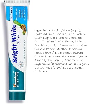 Himalaya Bright White Fluoride-Free Toothpaste, (6.17 oz), 2 Pack