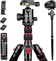 Vista 1 de Trípode para cámara, trípode de aluminio resistente de 80 pulgadas con cabeza de bola de 360°, soporte para teléfono y bolsa de transporte, trípodes