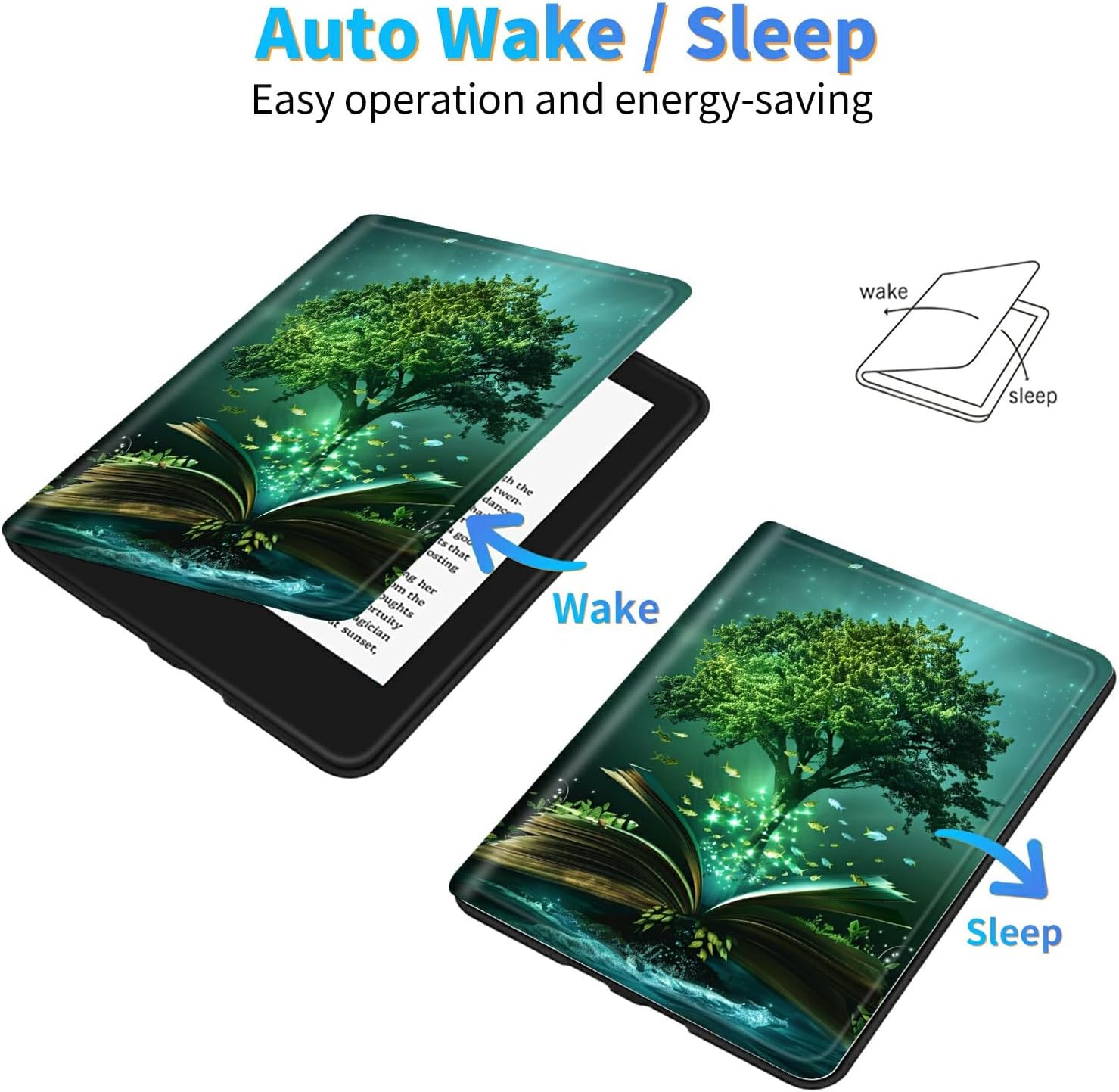 for Amazon Kindle Fire Max 11 Kickstand Case (13th Generation, 2023 Release), PU Leather Multiple Viewing Angles Stand Smart Cover with Auto Wake/Sleep for Fire Max 11 2023, Green Tree