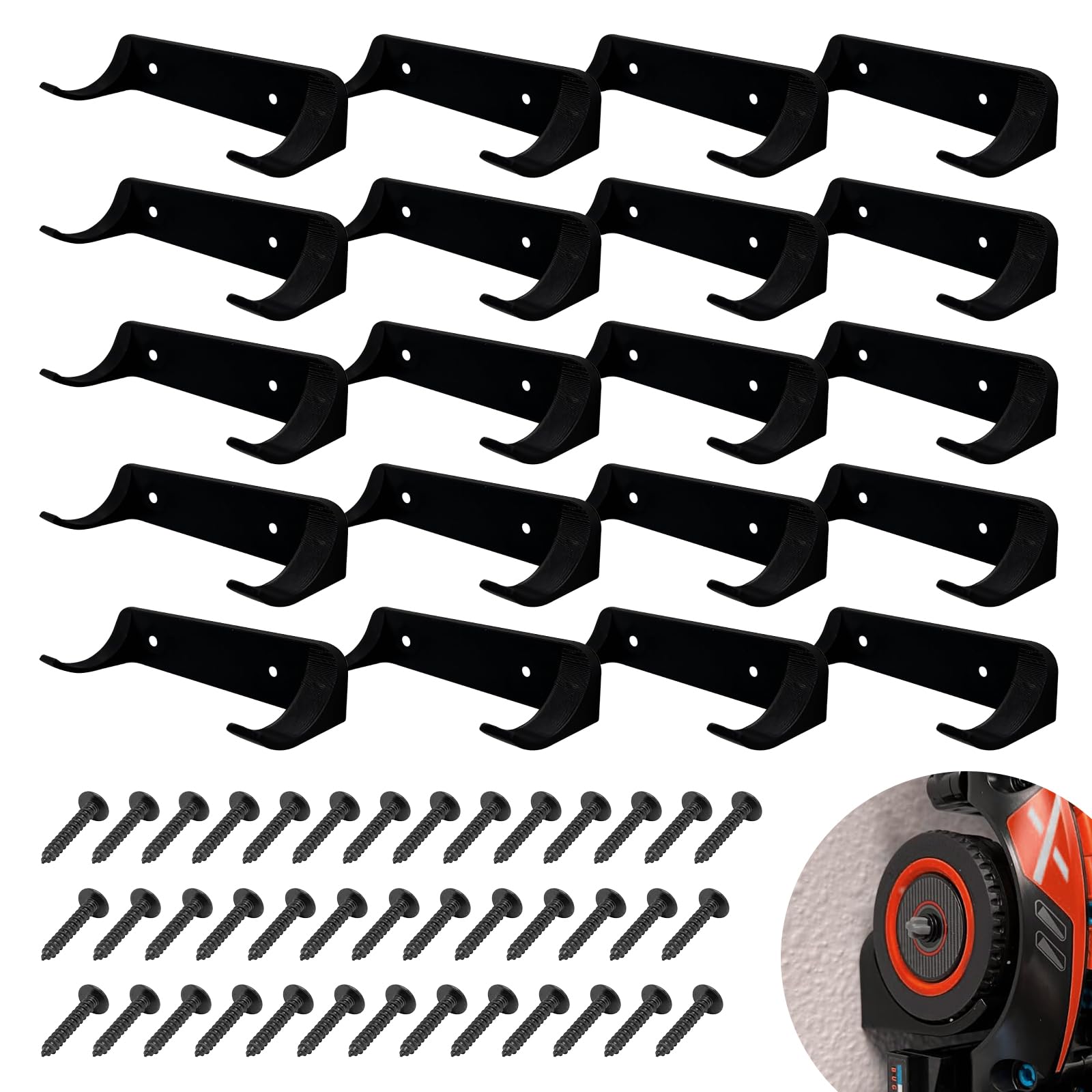 Wheels on Wall: 20-Pack Vertical Car Display, Compatible with Lego Speed Champions, Sturdy Wall Bracket for Model Car Collection