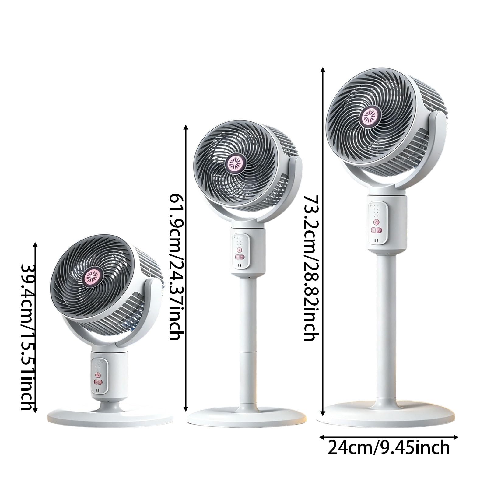 Ventilador de Pie Silencioso, Circulador Aire USB, 5 Velocidades，blanco