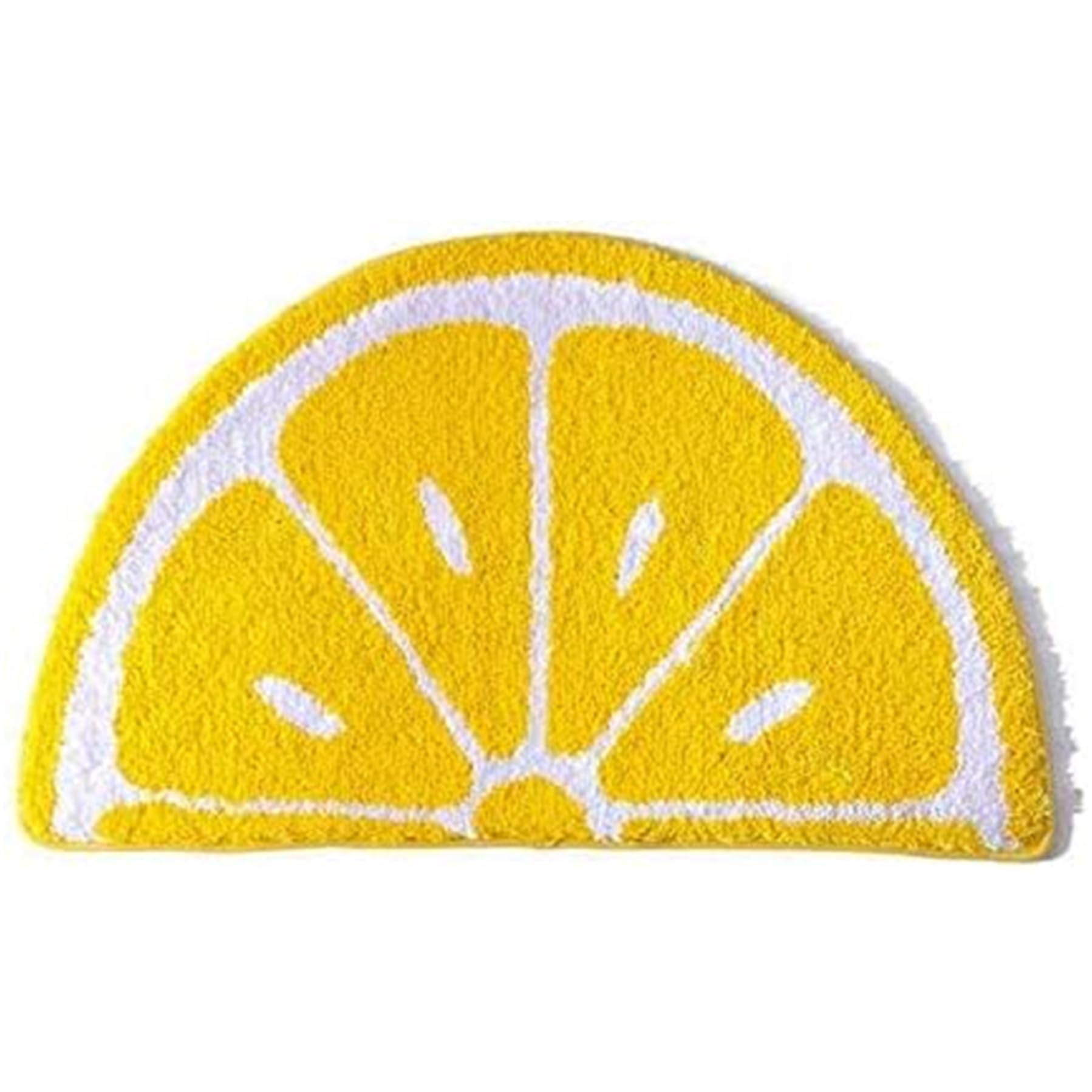 Tapis citron demi-rond 24x16 pouces lavable en machine pour cuisine et bain