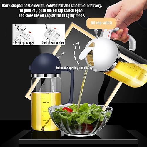 Miniatura 4 de Hendiy Pulverizador de aceite para cocinar pulverizador de aceite de oliva 2 en 1 169fl oz dispensador de botella de aceite de vidrio para cocinar