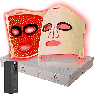 Infrared Red Light Therapy Mask: High Power Facial Skincare Device for Glowing Skin – Ultra-Thin 1.8mm 4.6oz, 830nm 633nm 590nm, Red Light Therapy for face Luxury Gift- Golden Windmill