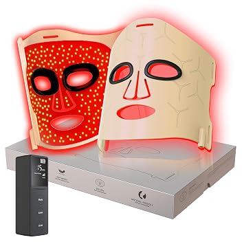 Infrared Red Light Therapy Mask High Power Facial Skincare Device for Glowing Skin Ultra-Thin 1.8mm 4.6oz, 830nm 633nm 590nm, Red Light Therapy for face Luxury Gift- Golden Windmill
