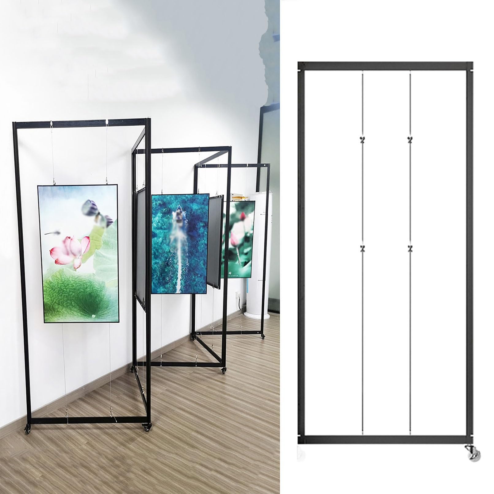 Colgar Cuadros Estantería, Panel Rodante Para Exposiciones De Arte, Cartel Publicitario, Sistema De Colgar Cuadros, Para Galerías De Arte Y Ferias(1pcs,100x220cm/39.4x86.6in)