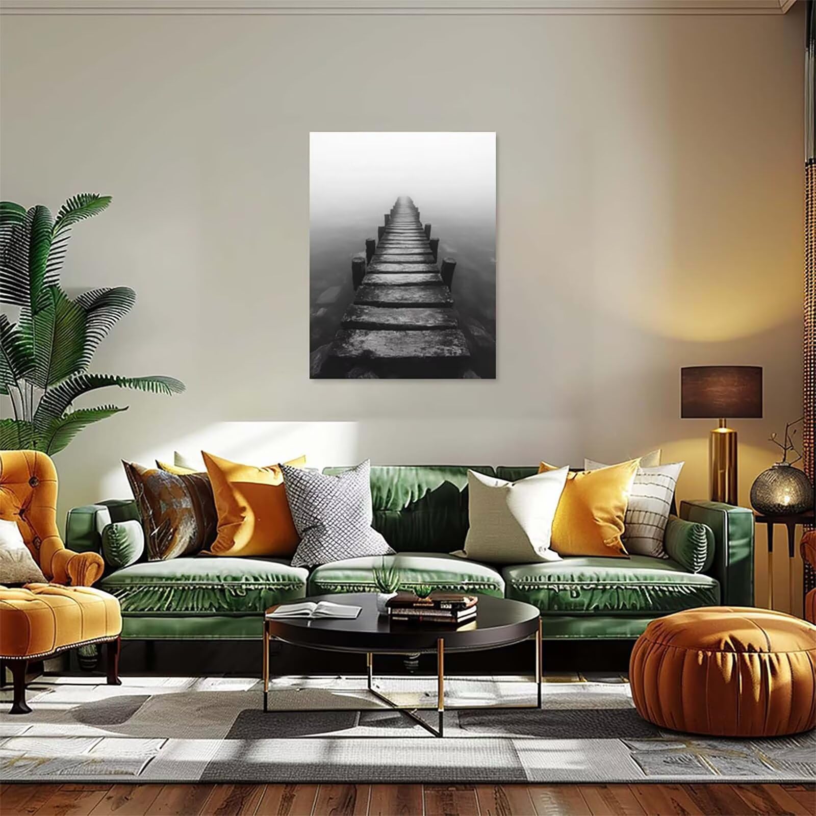 Malen Nach Zahlen Erwachsene mit Rahmen Landschaft Malen Nach Zahlen, DIY Basteln Erwachsene Abstrakt Leinwand Bilder, Paint by Numbers Handgemalt Ölgemälde Kit, Deko Wohnzimmer 60x80cm 8-1794
