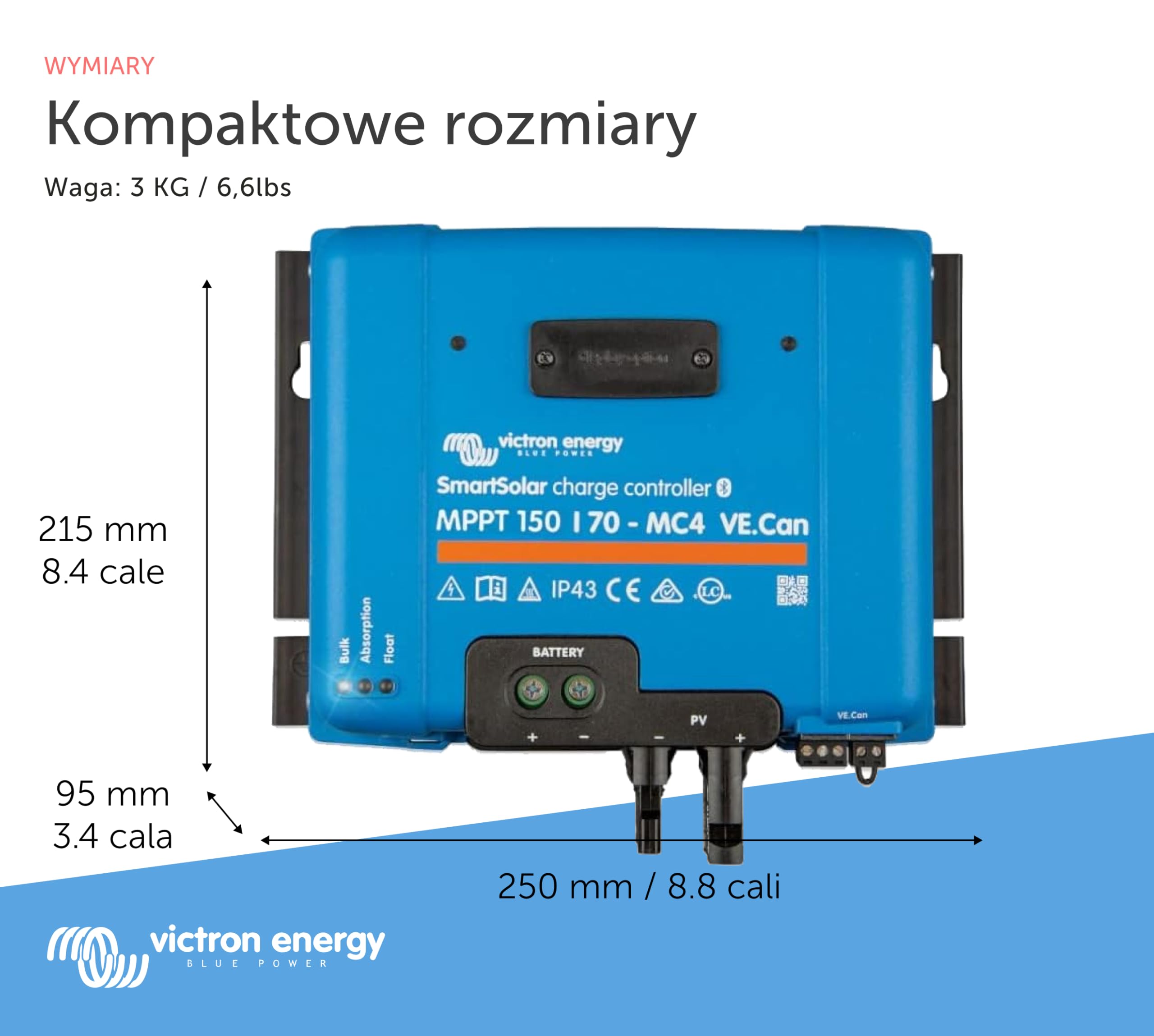 Victron Energy SmartSolar MPPT VE.Can 150V 70 amp 12/24/36/48-Volt Kontroler Ładowania Słonecznego (Bluetooth) do MC4