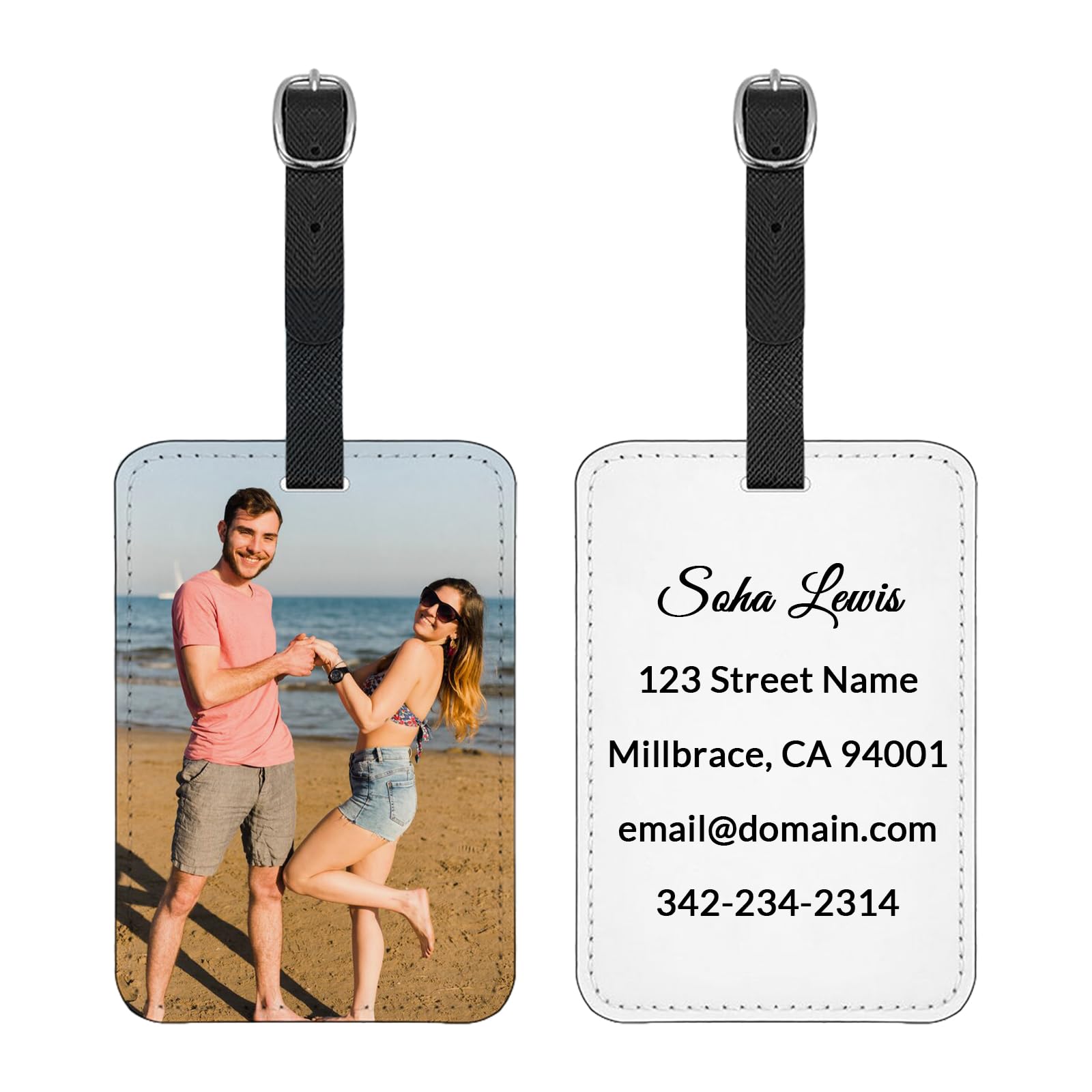 CUPIKE Personalized Luggage Tags for Suitcases - Customized Laser Engraved Metal Backpack Bag Tags with Name Text,Personalized Travel Accessories for
