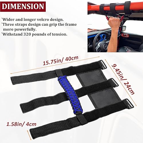 Miniatura 2 de Accesorios para Jeep Wrangler, barra antivuelco, mango de agarre para compatible con Jeep Wrangler YJ TJ JK JKU JL JLU 1955-2023 Gladiator JT UTV y