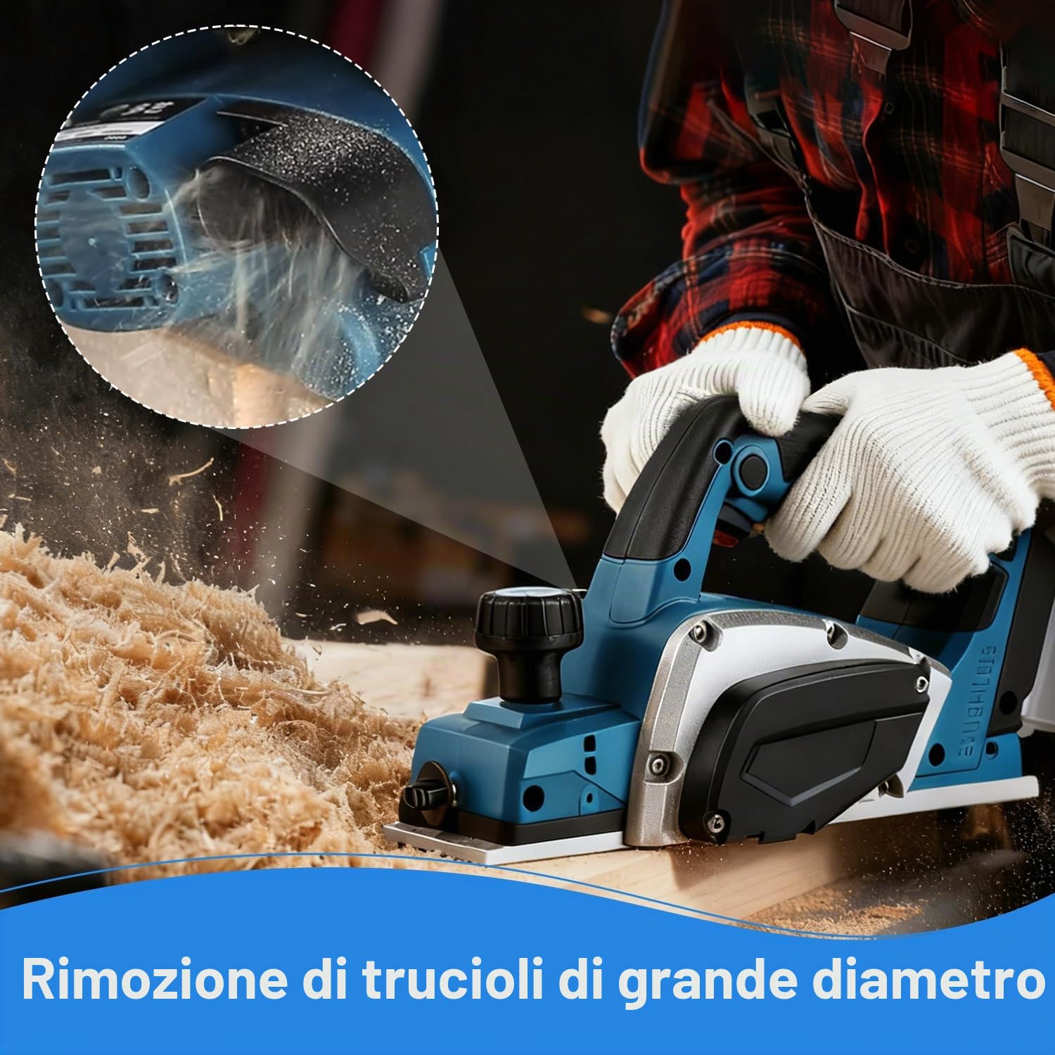Pialla Elettrica per Legno, Pialla Senza Fili Compatibile con Makita 18V Batteria, 15000RPM Piallatrice per Lavorazione del Legno di Porte e Mobili di Casa(Senza Batteria o Caricabatterie)