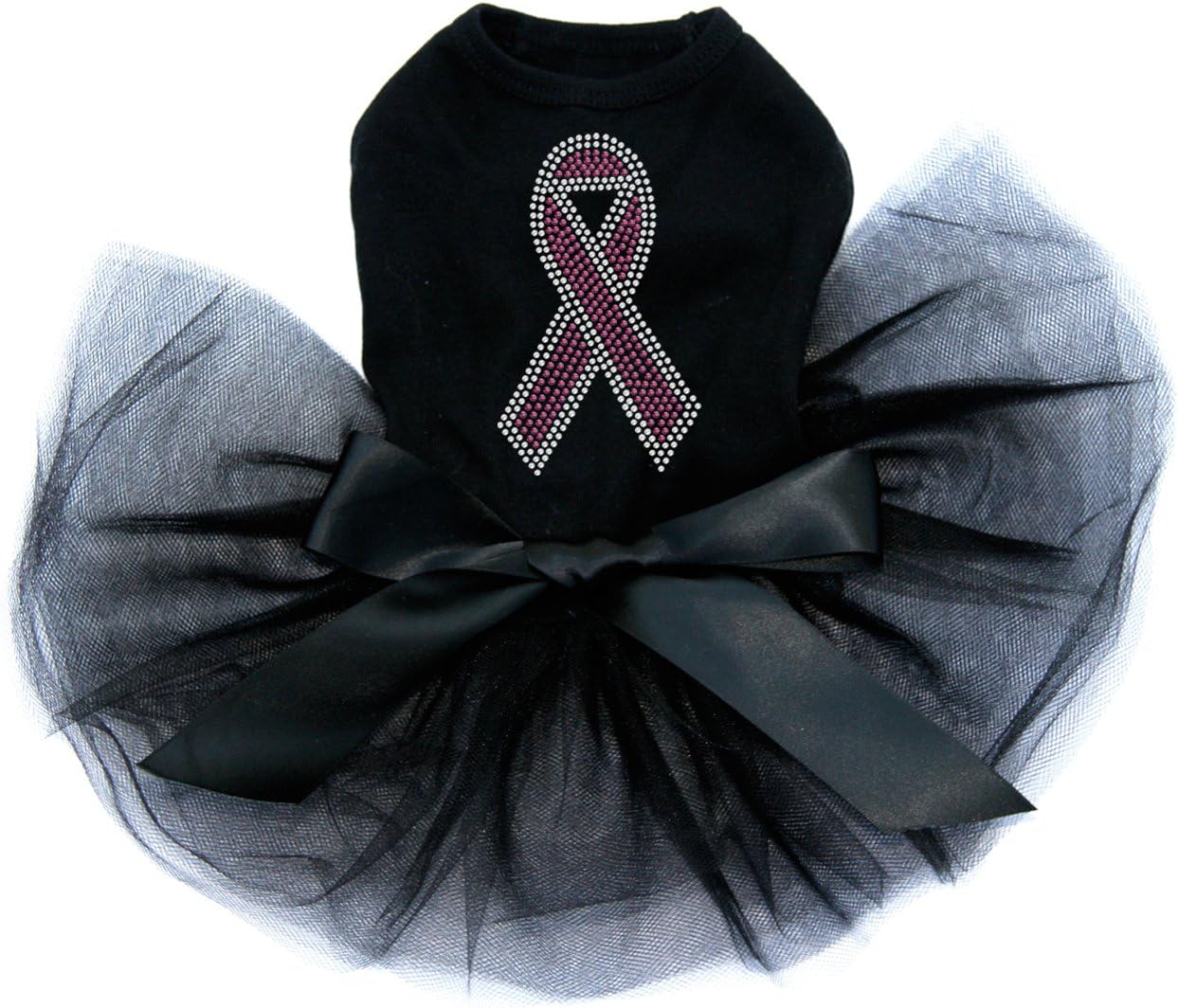 Ribbon (Pink with Clear Rhinestones) - Bling Rhinestone Dog Tutu Dress, L Black