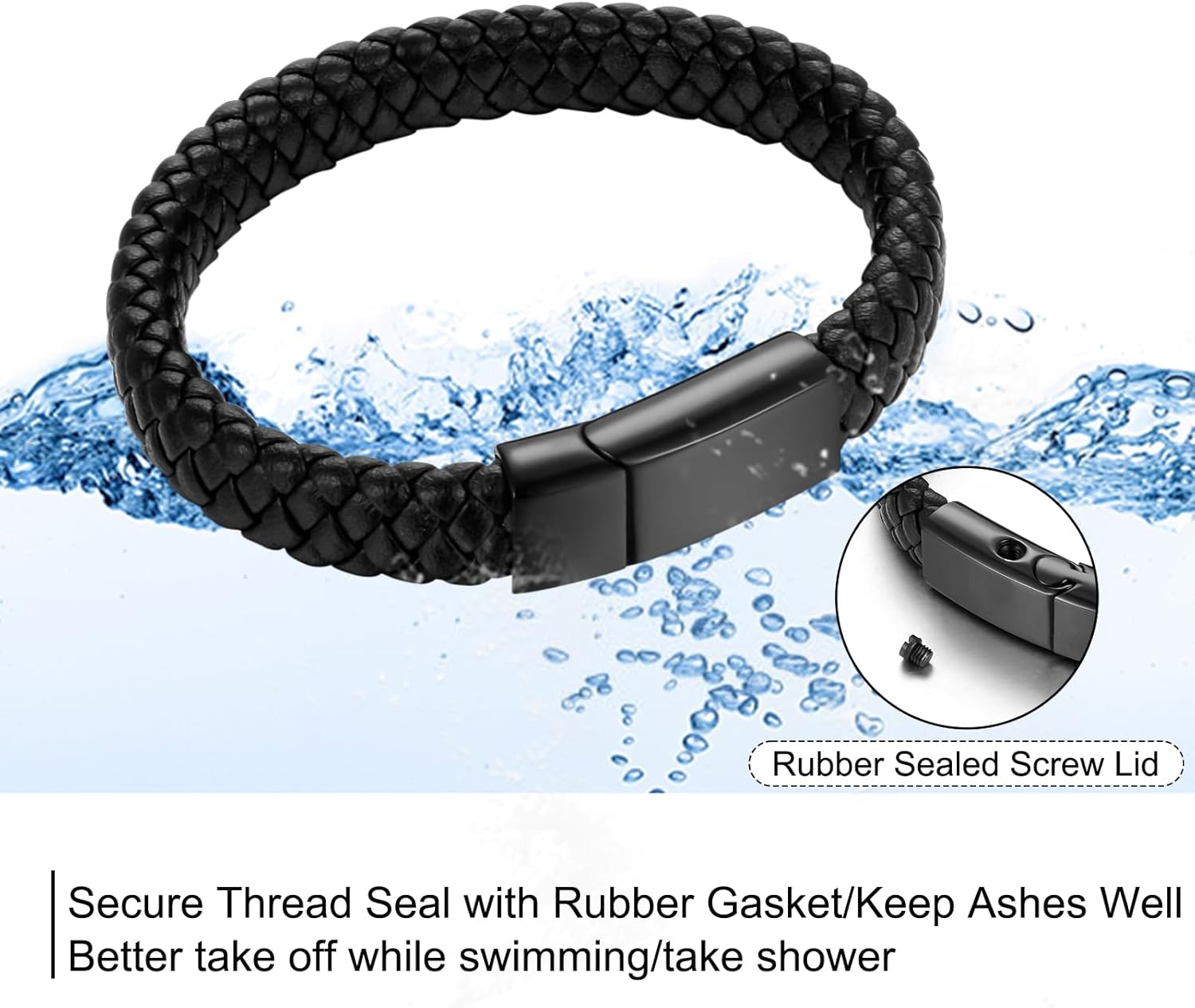 abooxiu Cremation Bracelet for Ashes Leather Urn Bracelet Cremation Jewelry Ash Bracelets Memorial Bangle Ashes Keepsake for Women Men